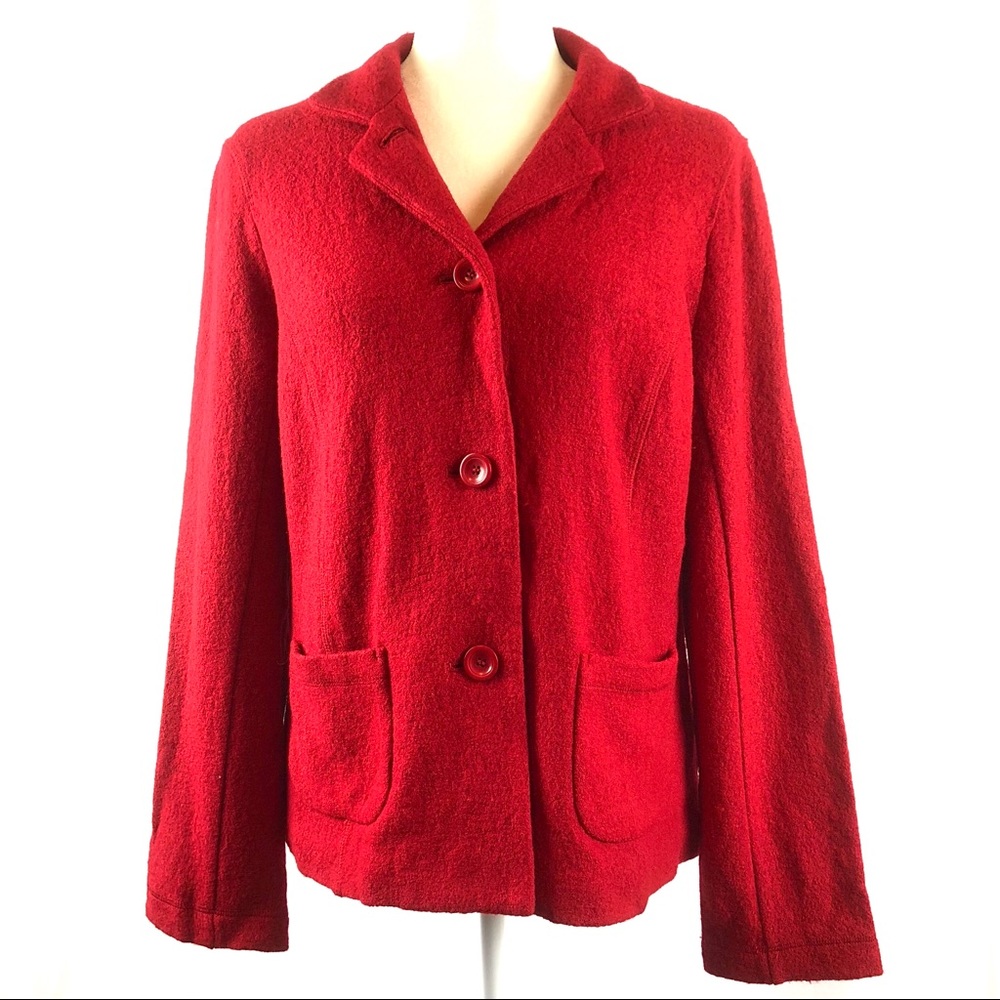 Talbots Red Textured Wool Blend Blazer